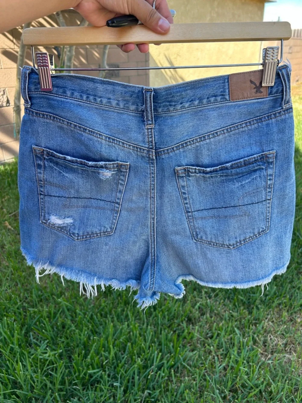 American Eagle Outfitters Blue Distressed Denim Cutoff Shorts